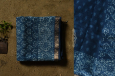 Saanjhh . साँझ | Dabu  Block Print - Maheshwari Indigo Saree