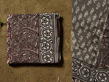 Saanjhh . साँझ | Dabu Block Printed Cotton Grey Saree 