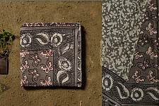 Saanjhh . साँझ | Dabu Block Printed Cotton Saree - Butterfly motif