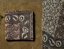 Saanjhh . साँझ | Dabu Block Printed Cotton Saree - Butterfly motif