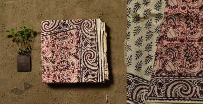 Saanjhh . साँझ | Dabu Block Printed Cotton Saree - Red And Black Print