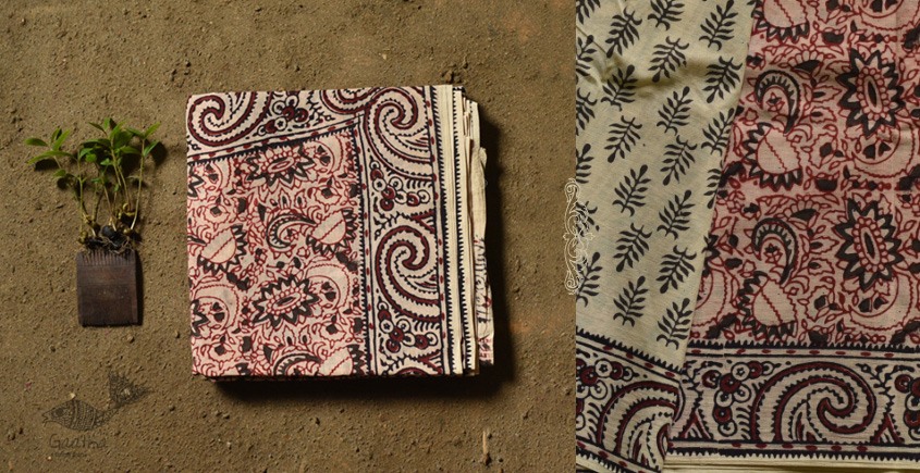 shop dabu hand block printed cotton saree - Red And Black Print