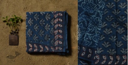 Saanjhh . साँझ | Dabu Block Printed Cotton Saree in Indigo Color