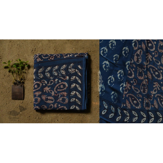 shop dabu hand block printed cotton saree indigo