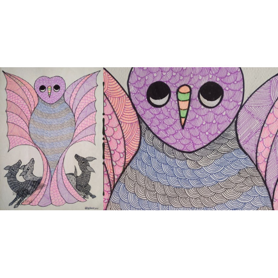 Gond Painting - indian art - owl