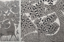 Gond Art | Black & White Deer (14"x 22")