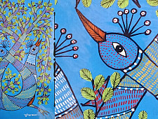 Gond Art | Blue Peacock (14"x15")