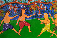 Gond Art | Krishna with Friends  (15"x 22")