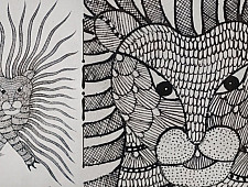 Gond Art | Lion (14"x15")