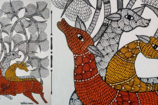 Gond Art | Orange Deer (14"x15")