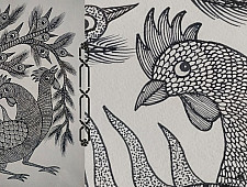 Gond Art | Rooster (14"x15")