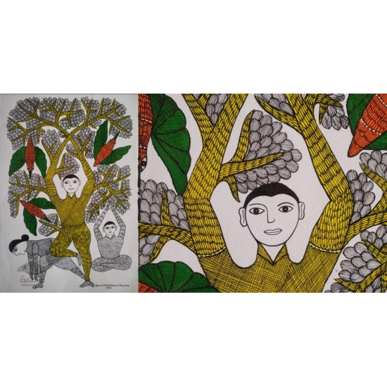 yoga- Gond art- indian art