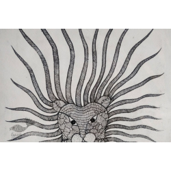 Gond Art | Lion (14"x15")