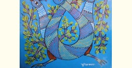 Gond Art | Blue Peacock (14"x15")
