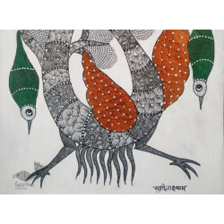 Gond Art | Peacock & Birds (14"x15")