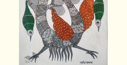 Gond Art | Peacock & Birds (14"x15")