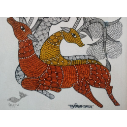 Gond Art | Orange Deer (14"x15")