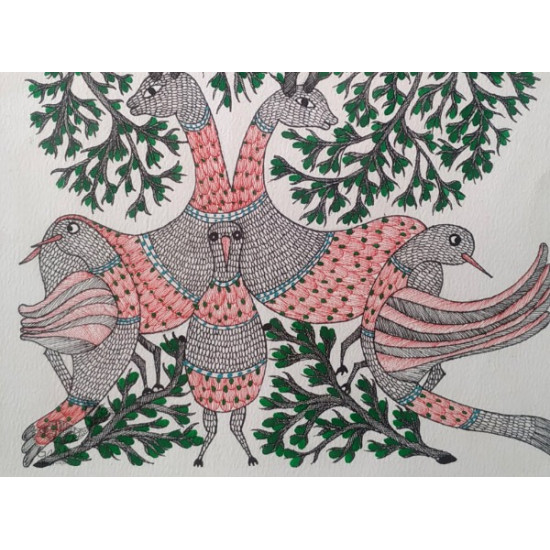 Gond art india - Pigeon 