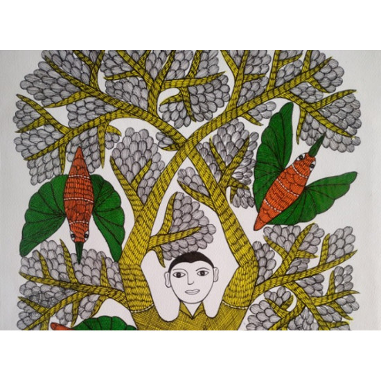 yoga- Gond art- indian art