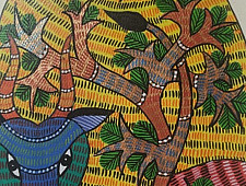 Gond Art ~ Hand Painted Gond Painting - A Bull