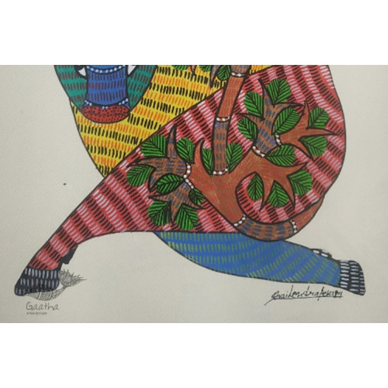 Gond Painting - indian art - A Bull