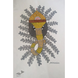 Gond Art ~ Hand Painted Gond Painting - Ganesh