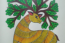 Gond Art ~ Hand Painted Gond Painting - A Deer