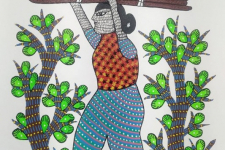 Gond Art ~ Hand Painted Gond Painting - Village Women