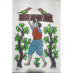 Gond Art ~ Hand Painted Gond Painting - Village Women