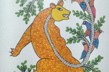 Gond Art ~ Hand Painted Gond Painting - Bear