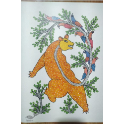 Gond Art ~ Hand Painted Gond Painting - Bear