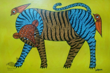 Gond Art ~ Hand Painted Gond Painting - A Tiger