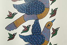 Gond Art ~ Hand Painted Gond Painting - Flying Birds