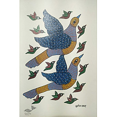 Gond Art ~ Hand Painted Gond Painting - Flying Birds