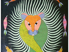 Gond Art ~ Hand Painted Gond Painting - Tiger