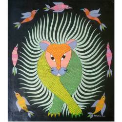 Gond Art ~ Hand Painted Gond Painting - Tiger