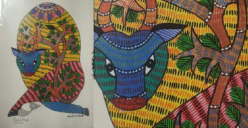 Gond Painting - indian art - A Bull