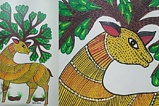 Gond Art ~ Hand Painted Gond Painting - A Deer