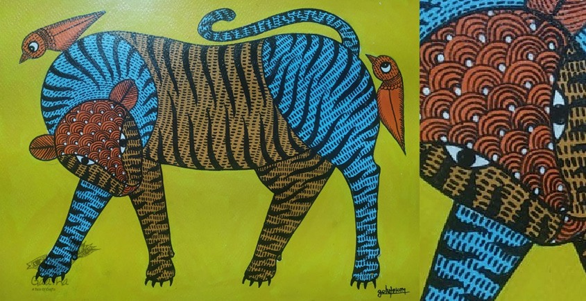 Gond Painting - indian art A Tiger