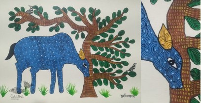 Gond Art ~ Hand Painted Gond Painting - Deer