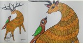 Gond Painting - indian art Deer with Parrot 