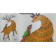 Gond Painting - indian art Deer with Parrot 