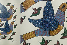 Gond Art ~ Hand Painted Gond Painting - Flying Birds