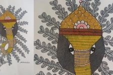 Gond Art ~ Hand Painted Gond Painting - Ganesh