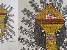 Gond Art ~ Hand Painted Gond Painting - Ganesh