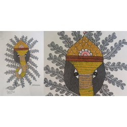 Gond Art ~ Hand Painted Gond Painting - Ganesh