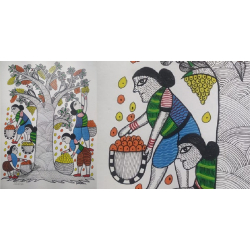 Gond Art ~ Hand Painted Gond Painting - Mango Tree