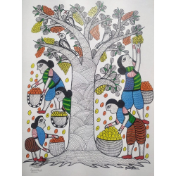 Gond Art ~ Hand Painted Gond Painting - Mango Tree