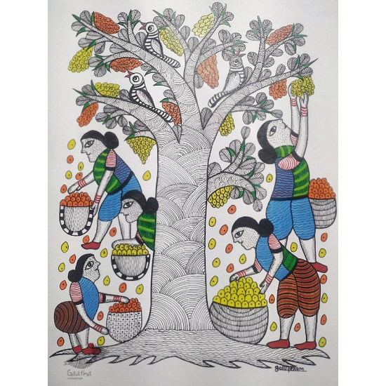 Gond Painting - indian art Mango Tree