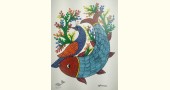 Gond Painting - indian art -Peahen & Fish
